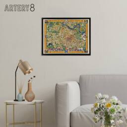 "Artery8 Koessler 1926 Map Michigan University Framed Canvas Wall Art Print - Size: W12"" x H16""" - thumbnail 3