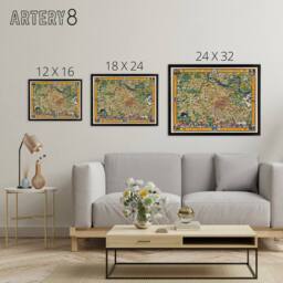 "Artery8 Koessler 1926 Map Michigan University Framed Canvas Wall Art Print - Size: W12"" x H16""" - thumbnail 4