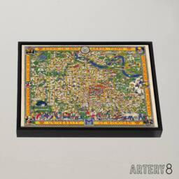 "Artery8 Koessler 1926 Map Michigan University Framed Canvas Wall Art Print - Size: W12"" x H16""" - thumbnail 2