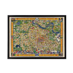 "Artery8 Koessler 1926 Map Michigan University Framed Canvas Wall Art Print - Size: W12"" x H16""" - thumbnail 1