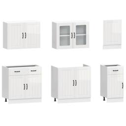 Berkfield Home 7 Piece Kitchen Cabinet Set Kalmar High Gloss White Engineered Wood - thumbnail 4