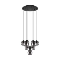 Loops Pendant Light Colour Black Shade Black Transparent Glass Vaporized E27 10x40W