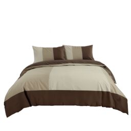 Snug City Duvet Cover & Pillowcase Set Patchwork Modern Design Bed Linen in Chocolate - Size: Double - thumbnail 2
