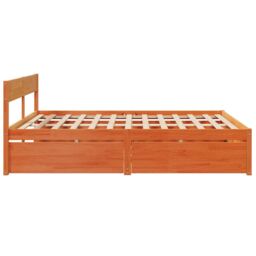 Berkfield Home Bed Frame without Mattress Wax Brown 180x200 cm Super King Solid Wood Pine - thumbnail 5