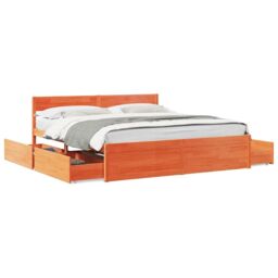 Berkfield Home Bed Frame without Mattress Wax Brown 180x200 cm Super King Solid Wood Pine - thumbnail 2