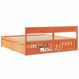 Berkfield Home Bed Frame without Mattress Wax Brown 180x200 cm Super King Solid Wood Pine - thumbnail 6