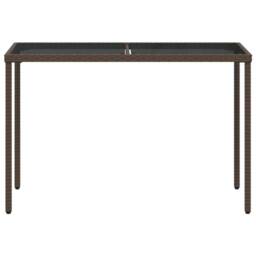 Berkfield Home Garden Table with Glass Top Brown 115x54x74 cm Poly Rattan - Size: 115 x 54 x 74 cm - thumbnail 4
