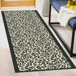 runrug Hallway Carpet Runner Rug - Soft & Comfy, 9mm - 'Rosette' in Black - Size: 60 cm x 210 cm - thumbnail 2