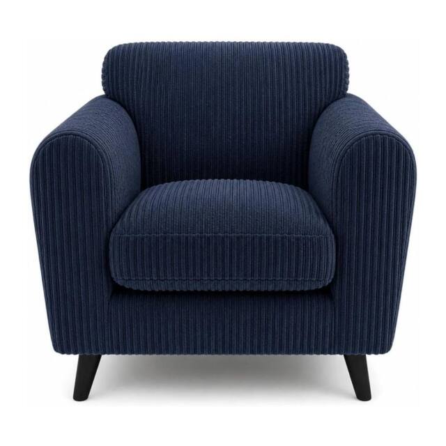 SOFASELECTION UK Harlow Jumbo Cord Cuddle Chair, Modern Tailored Wide Armchair in Blue - Size: 1 Pack - image 1