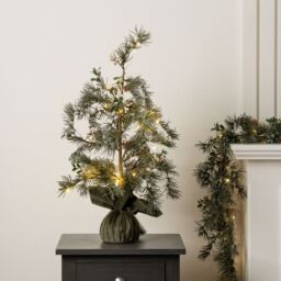 Scottish Everlastings Ltd 60cm Natural Feel Tree with lights & green velvet base - thumbnail 1