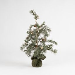 Scottish Everlastings Ltd 60cm Natural Feel Tree with lights & green velvet base - thumbnail 2
