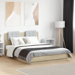 Berkfield Home Bed Frame without Mattress Sonoma Oak 135x190 cm Double in Brown - thumbnail 1