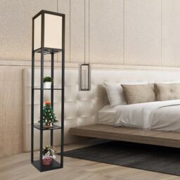 FURNOS Modern Floor Lamp For Living Room With 3 Shelves in Black - thumbnail 5
