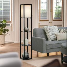 FURNOS Modern Floor Lamp For Living Room With 3 Shelves in Black - thumbnail 3