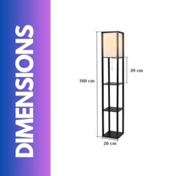 FURNOS Modern Floor Lamp For Living Room With 3 Shelves in Black - thumbnail 6