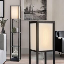 FURNOS Modern Floor Lamp For Living Room With 3 Shelves in Black - thumbnail 4