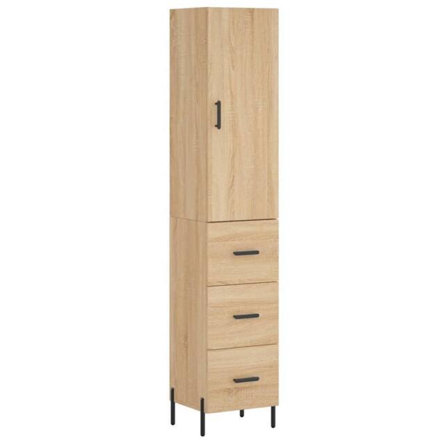 Berkfield Home Highboard Sonoma Oak 34.5x34x180 cm Engineered Wood in Light Tan - image 1