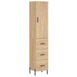 Berkfield Home Highboard Sonoma Oak 34.5x34x180 cm Engineered Wood in Light Tan