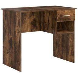 Berkfield Home Modern Desk with Storage Smoked Oak 90x49.5x75 cm Engineered wood - thumbnail 3