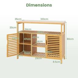 Kelvenix Bamboo Bathroom Cabinet 2-Door Storage in Brown - thumbnail 2