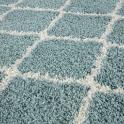 THE RUGS Soft Moroccan Shaggy Rugs & Runners Duck Egg Blue Living Room - Size: 120 cm diameter - thumbnail 2