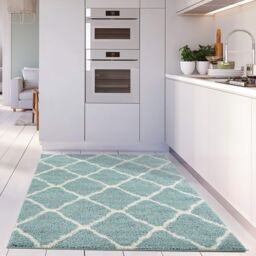 THE RUGS Soft Moroccan Shaggy Rugs & Runners Duck Egg Blue Living Room - Size: 120 cm diameter - thumbnail 6