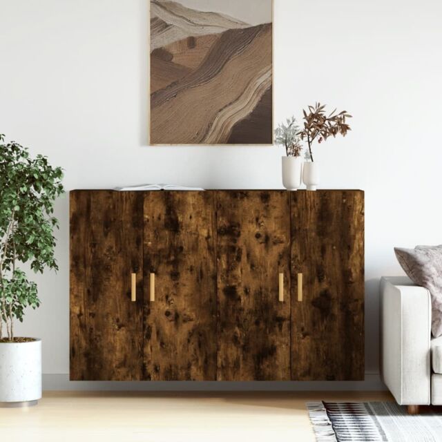 Berkfield Home Wall Mounted Cabinets 2 pcs Smoked Oak Engineered Wood in Brown - image 1