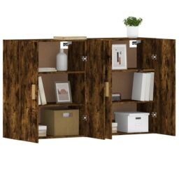 Berkfield Home Wall Mounted Cabinets 2 pcs Smoked Oak Engineered Wood in Brown - thumbnail 4