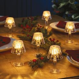 mysmartbuy 6 x Mini Table Lamps - Battery Powered Portable Diamond Effect Faceted Home Lights for Dining or Side Tables - Each H11.5 x 7cm - thumbnail 2