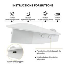 INMTFEI White Rechargeable Motion Sensor Wall Light Dimmable Shell Lamp - thumbnail 8
