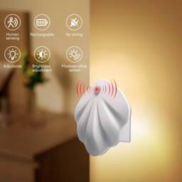 INMTFEI White Rechargeable Motion Sensor Wall Light Dimmable Shell Lamp - thumbnail 2