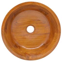 Berkfield Home Basin Solid Teak Wood Œ¶40x10 cm in Brown - Size: 40x10 cm - thumbnail 4