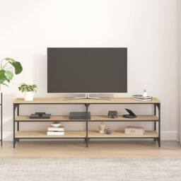 Berkfield Home TV Cabinet Sonoma Oak 160x30x50 cm Engineered Wood in Brown - Size: 160 x 30 x 50 cm - thumbnail 3