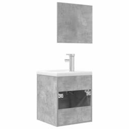 Berkfield Home 3 Piece Bathroom Furniture Set Concrete Grey Engineered Wood - thumbnail 7