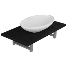 Berkfield Home Two Piece Bathroom Furniture Set Ceramic Black - thumbnail 2