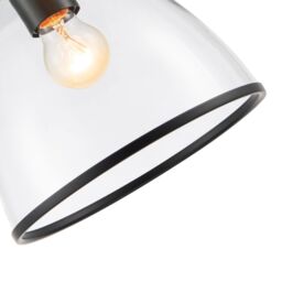 Happy Homewares Industrial Style Ceiling Lamp Fitting with Transparent Glass Shade in Black - thumbnail 4