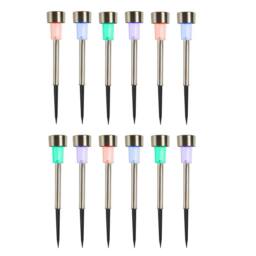 Gainsborough Set of 12 Stainless Steel Solar Garden Multi Coloured Lights - thumbnail 2
