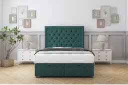 "Comfort Beds Rio Plush Ottoman Bed Set With 26"" Strutted Headboard in Emerald - Size: Small Single"