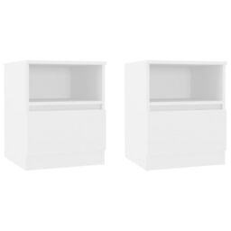 Berkfield Home Bed Cabinets 2 pcs White 40x40x50 cm Engineered Wood - Size: 40 x 40 x 50 cm - thumbnail 2
