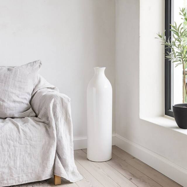 Wyld Haus Sagebloom White Crackle Glazed Ceramic Bottle Vase - image 1