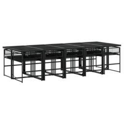 Berkfield Home Beautiful 13 Piece Garden Dining Set Black Poly Rattan - thumbnail 5