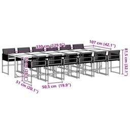 Berkfield Home Beautiful 13 Piece Garden Dining Set Black Poly Rattan - thumbnail 9