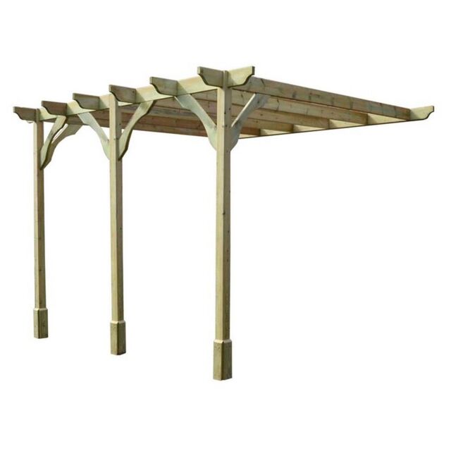 Rutland County Garden Furniture Ltd Wall Mounted Premium Pergola 3 Posts, L300 x W480 x H270 cm, Green - image 1