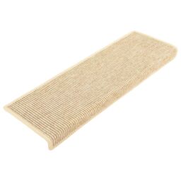 Berkfield Home Stair Mats Self-adhesive Sisal-Look 15 pcs 65x21x4 cm Light Beige - Size: Medium - thumbnail 2