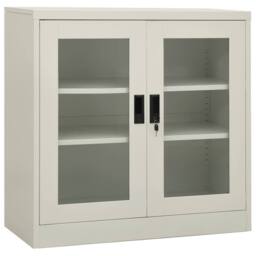 Berkfield Home Office Cabinet Light Grey 90x40x90 cm Steel - Size: 90 x 40 x 90 cm - thumbnail 2