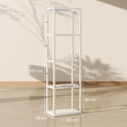 HOMCOM LED Floor Lamp with Glass Shelves, Dimmable Room Lamp, Bleached Oak in Light Oak - thumbnail 3