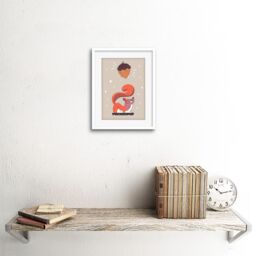 "Artery8 Wall Art Print Red Squirrel Acorn Dream Art Framed 9x7 inch in White - Size: W7"" x H9""" - thumbnail 2