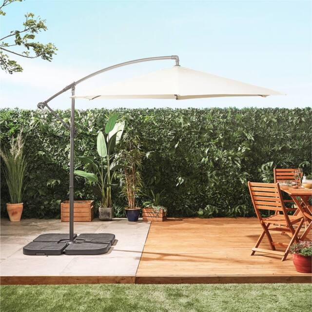 VonHaus 3M Cream Cantilever Hanging Banana Parasol Umbrella for Garden in Beige - image 1