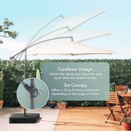 VonHaus 3M Cream Cantilever Hanging Banana Parasol Umbrella for Garden in Beige - thumbnail 3