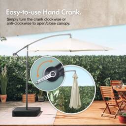 VonHaus 3M Cream Cantilever Hanging Banana Parasol Umbrella for Garden in Beige - thumbnail 4